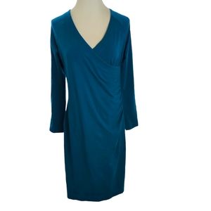 Soft Surroundings dress surplice faux wrap, wear anywhere, ruching, size medium